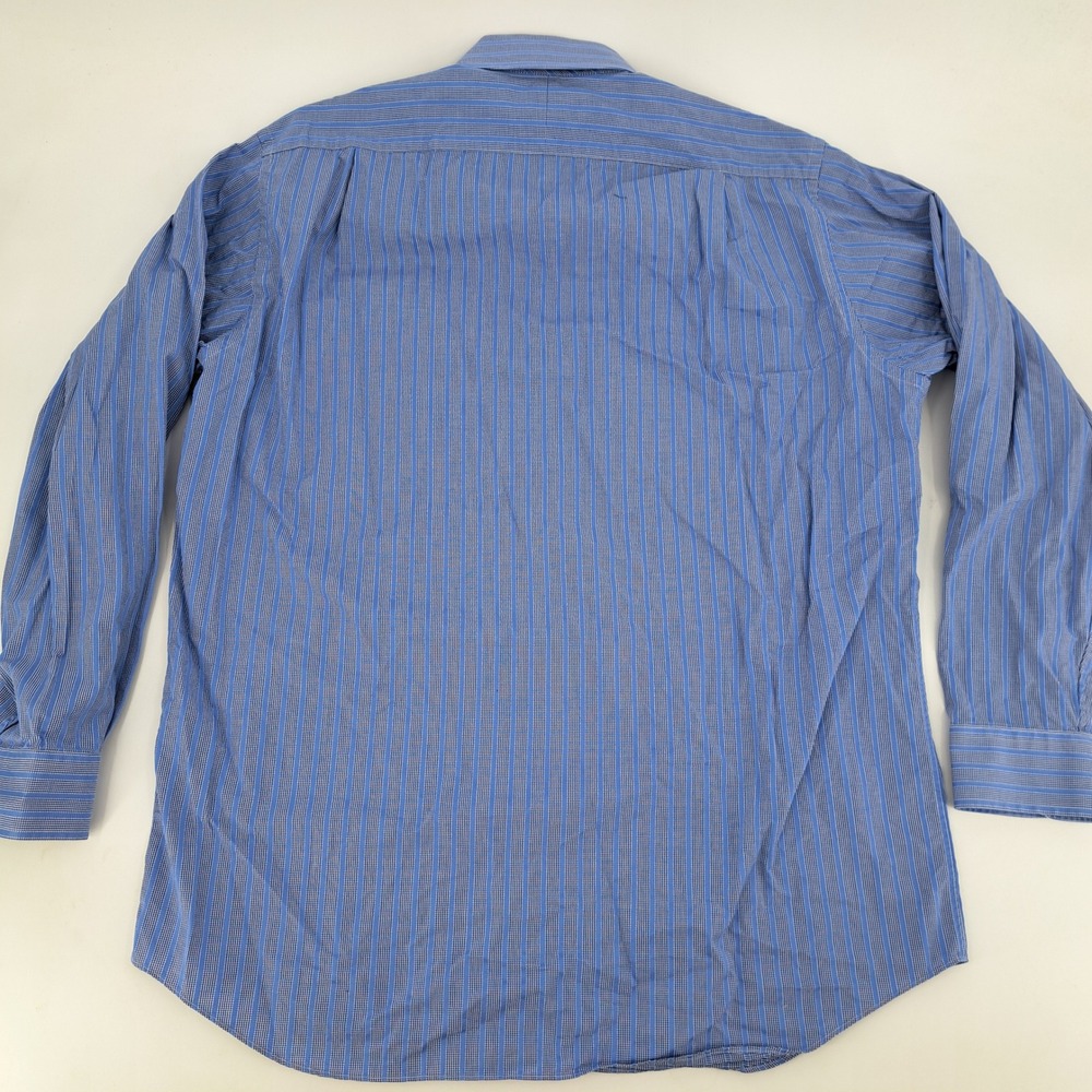 Paul Fredrick Classic Fit Dress Shirt Mens 16.5 x 35 Cotton Blue Striped Check - Picture 8 of 9